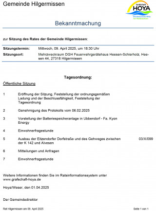 Bekanntmachung Ratssitzung Wp 2021 2026 13