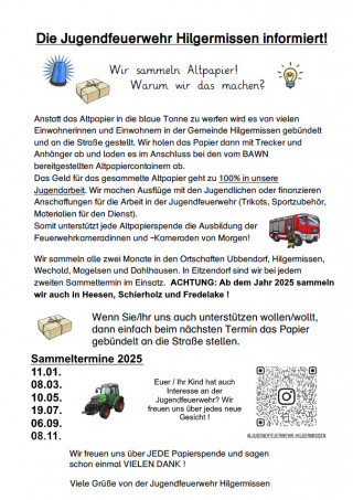 Altpapier Jugend Feuerwehr Flyer 2025