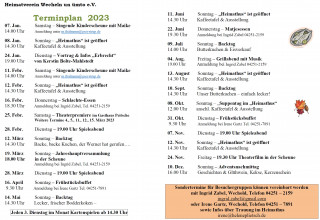 Terminplan 2023 Heimatverein Wechold